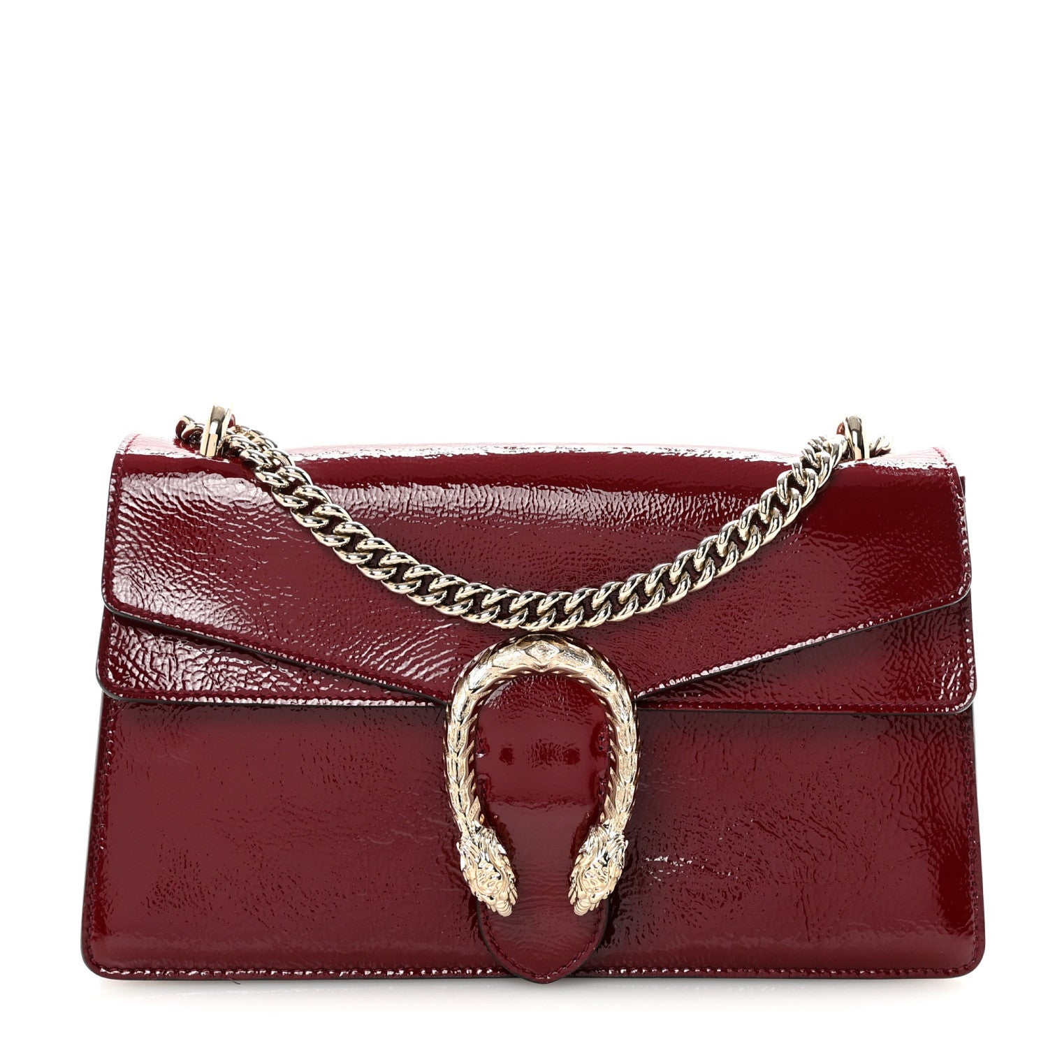 Gucci Crinkled Patent Small Dionysus Shoulder Bag Rosso Ancora Red 1 of 9