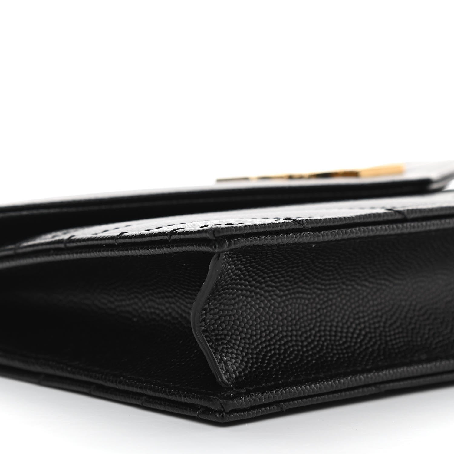 Saint Laurent Grain De Poudre Matelasse Chevron Monogram Envelope Chain Wallet Black 10 of 12
