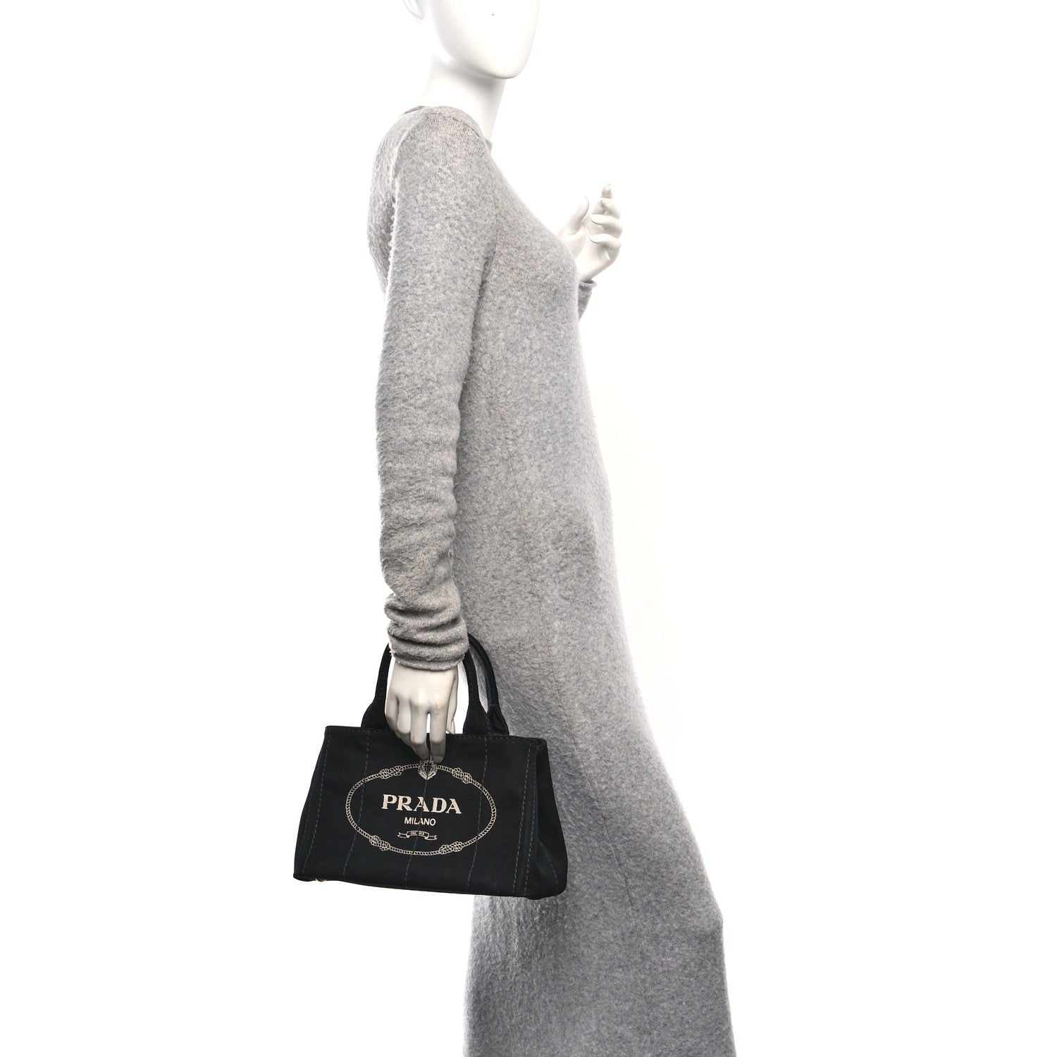 Prada Canapa Small Logo Tote Black Talco 2 of 13