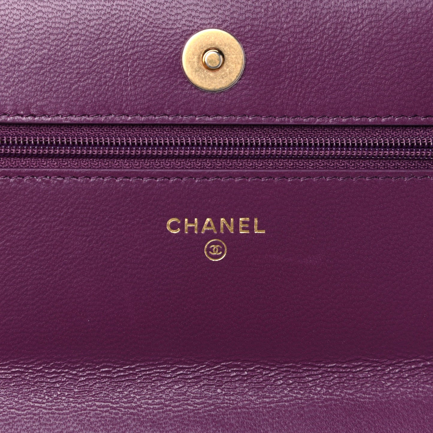Lambskin Quilted Chanel 19 Wallet On Chain WOC Purple