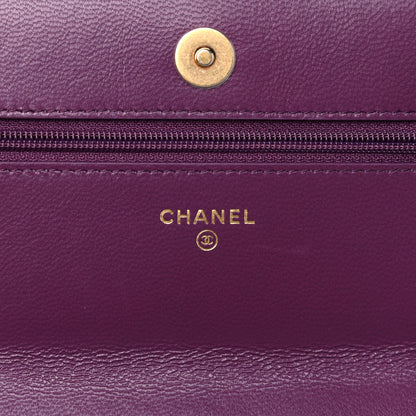 Chanel Lambskin Quilted Chanel 19 Wallet On Chain WOC Purple 7 of 14