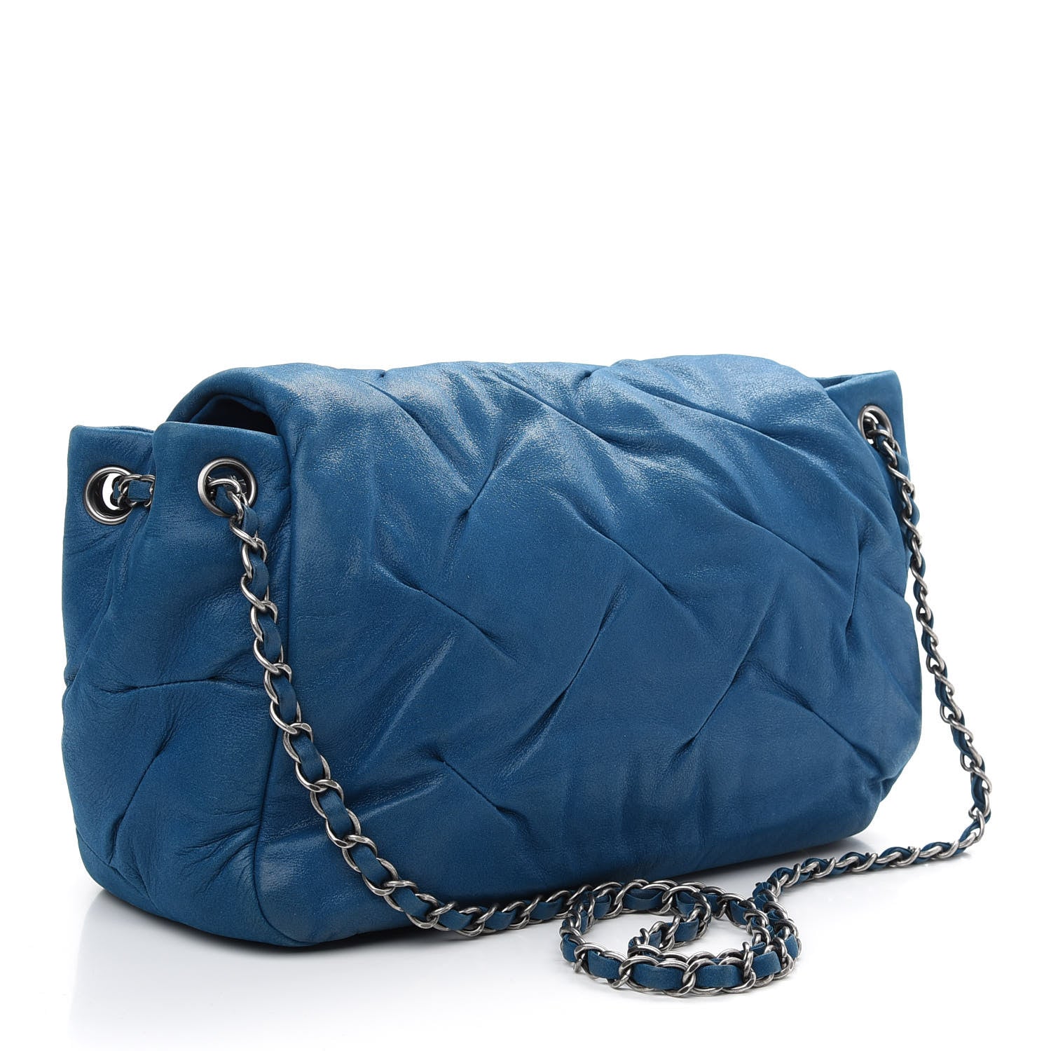 Chanel Iridescent Calfskin Glint Flap Blue 3 of 9