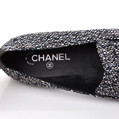 Chanel Tweed Lambskin Cap Toe Charm Loafers 42 Black Multicolor 7 of 7