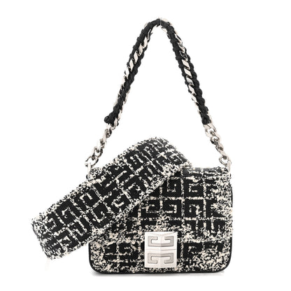 Givenchy Boucle Tweed Embroidered Small 4G Woven Chain Crossbody Black 1 of 12