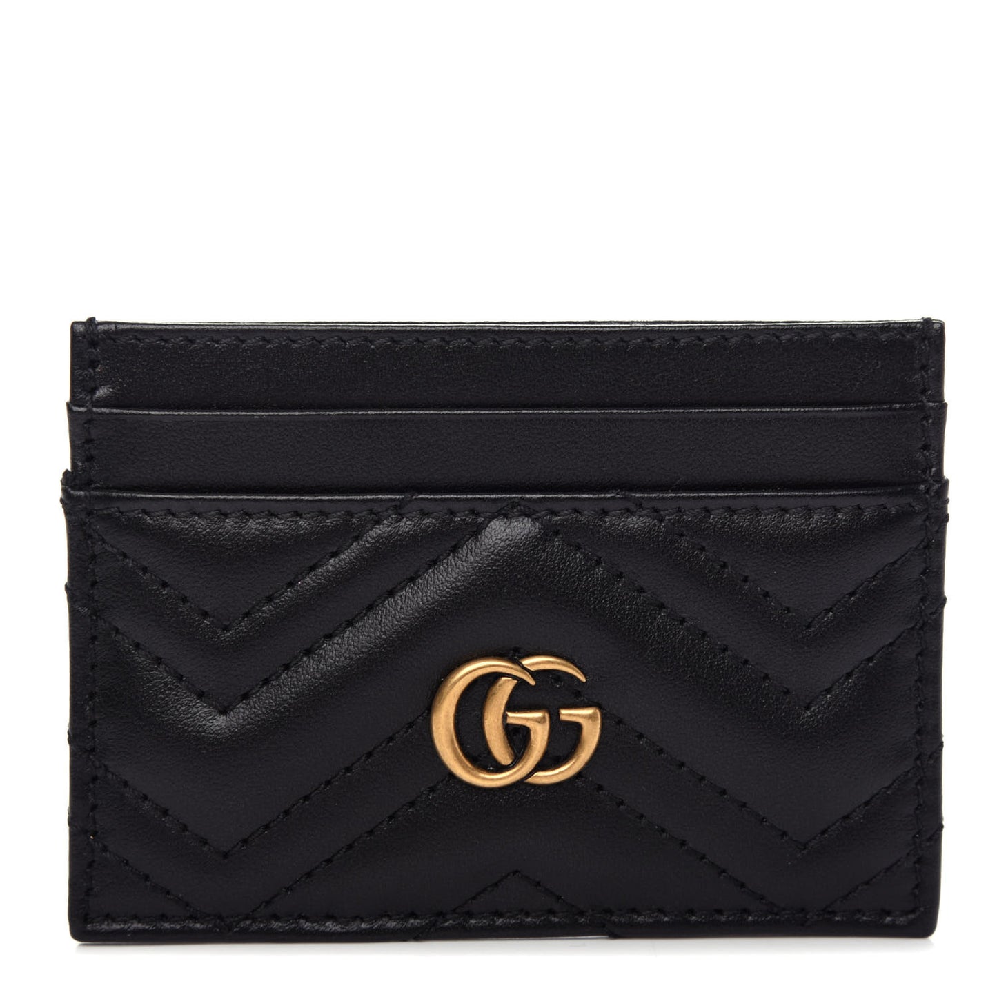Calfskin Matelasse GG Marmont Card Holder Black