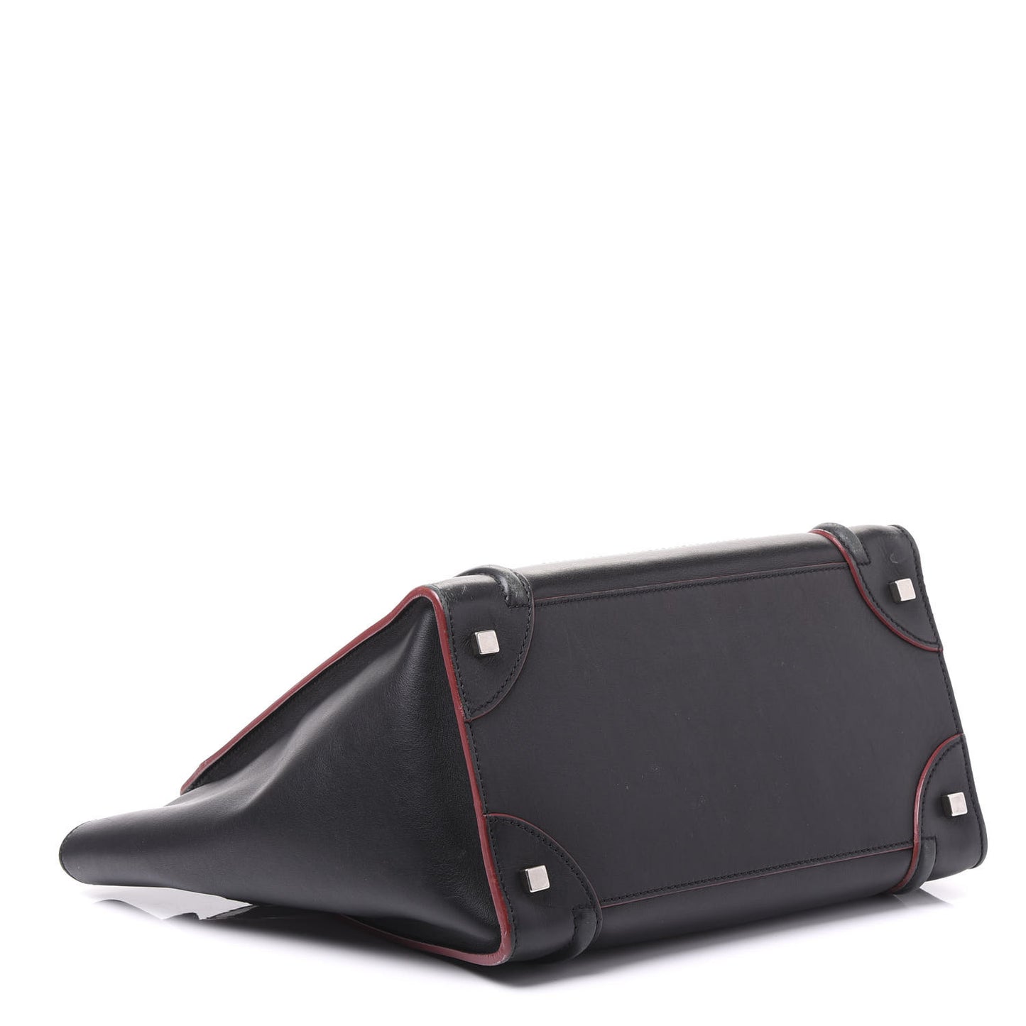 Smooth Calfskin Mini Luggage Black Pink Trim