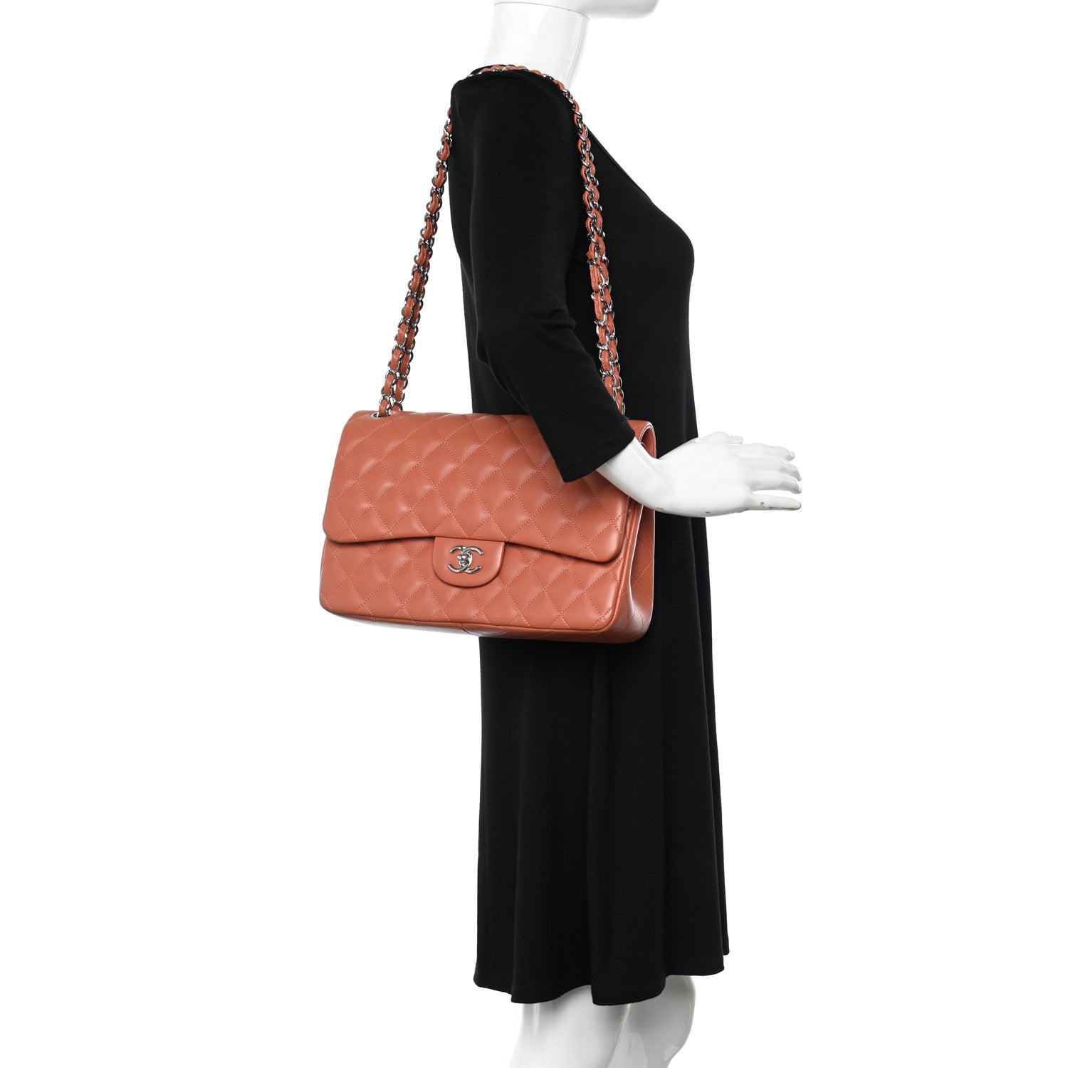 Chanel Lambskin Quilted Jumbo Double Flap Orange 2 of 12