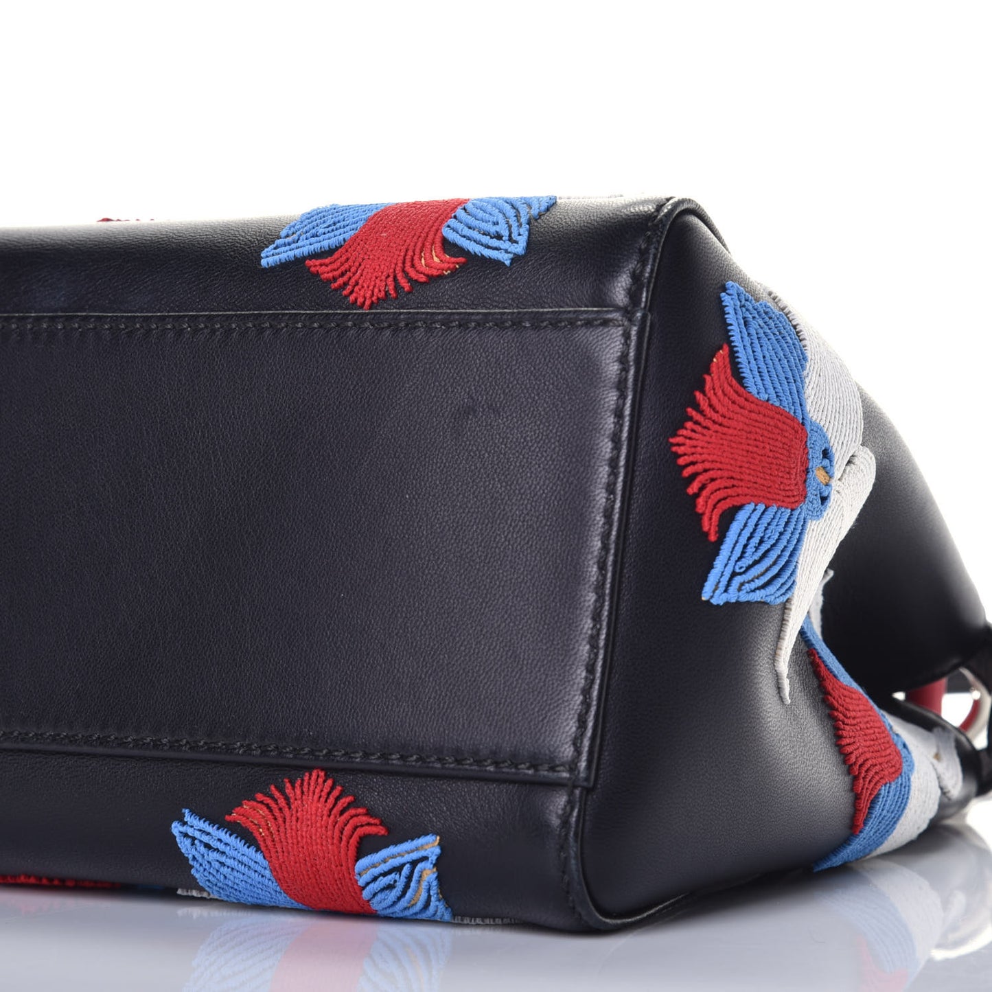 Nappa Orchid Embroidered Mini Peekaboo Iconic Satchel Black