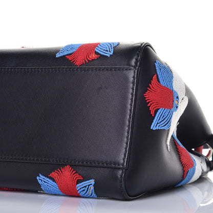 Fendi Nappa Orchid Embroidered Mini Peekaboo Iconic Satchel Black 9 of 9