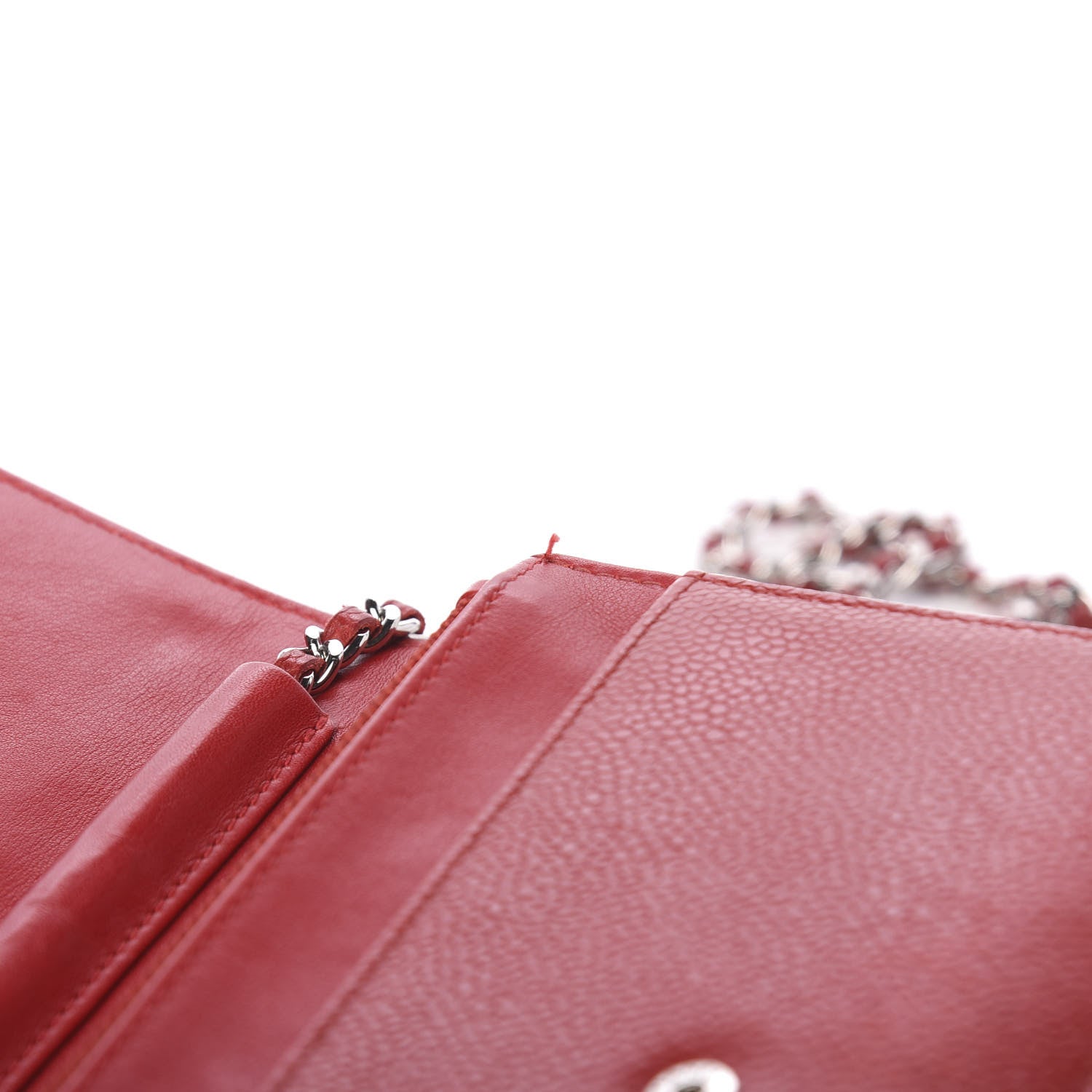 Chanel Caviar Timeless CC Wallet On Chain WOC Red 13 of 14