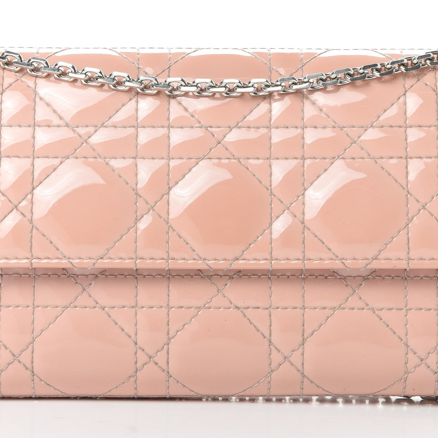 Patent Cannage Lady Dior Rendezvous Wallet On Chain Pink
