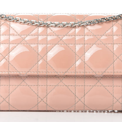 Christian Dior Patent Cannage Lady Dior Rendezvous Wallet On Chain Pink 8 of 20