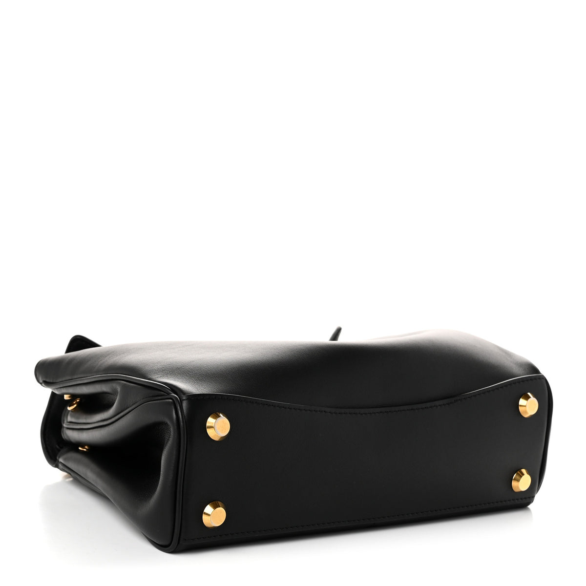 Natural Smooth Calfskin Medium Rodeo Top Handle Handbag Black