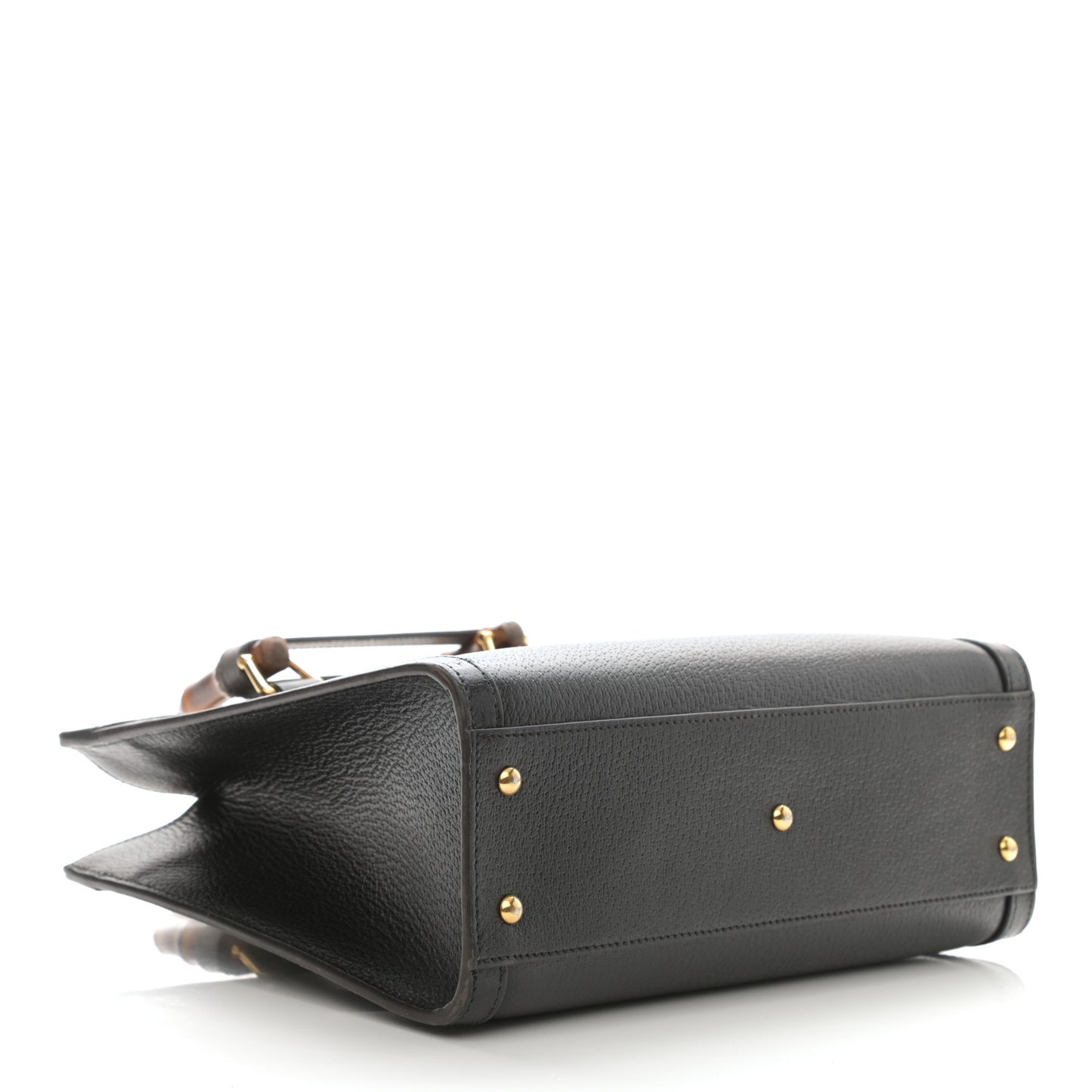 Textured Dollar Calfskin Web Small Diana Tote Bag Black Dusty Grey