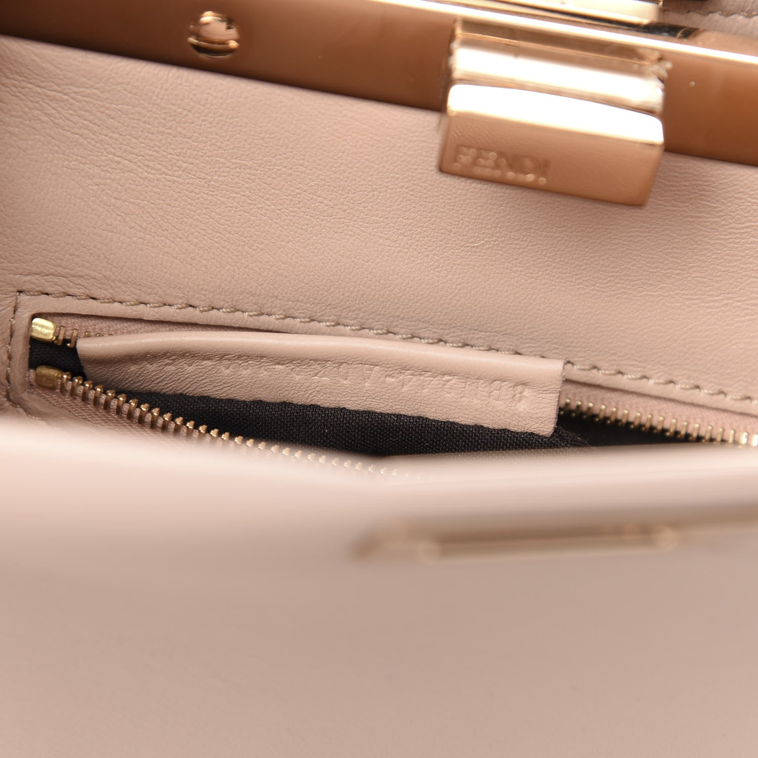 Fendi Vitello Seta Shiny Nappa Scalloped Studded Mini Peekaboo Iconic Satchel Soap 10 of 11