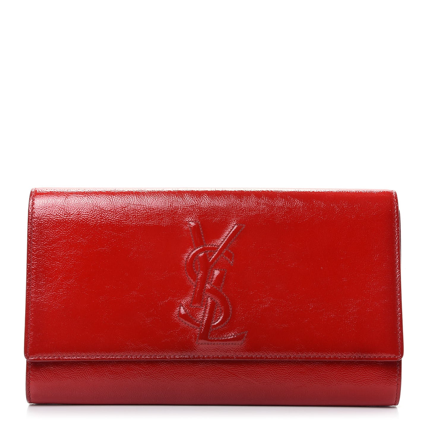 Textured Patent Monogram Large Belle De Jour Clutch Red