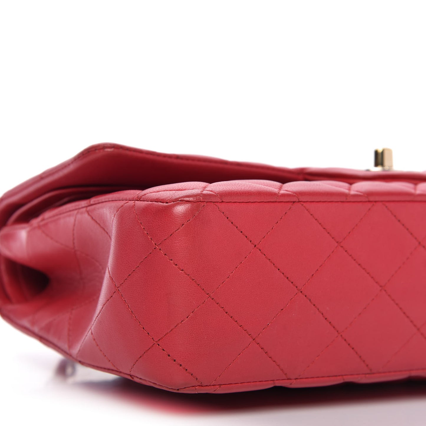 Lambskin Quilted Medium Double Flap Red