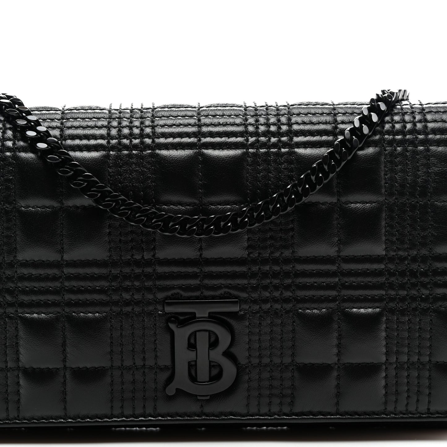 Lambskin Micro Quilted Hannah Wallet On Chain Black