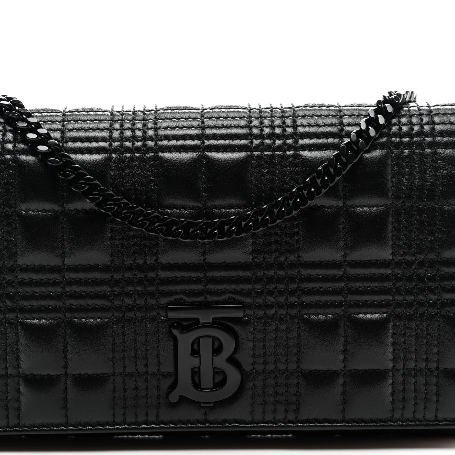 Burberry Lambskin Micro Quilted Hannah Wallet On Chain Black 6 of 9