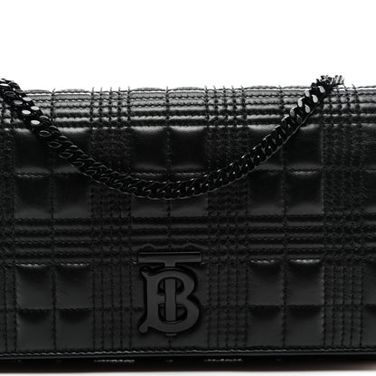 Burberry Lambskin Micro Quilted Hannah Wallet On Chain Black 6 of 9