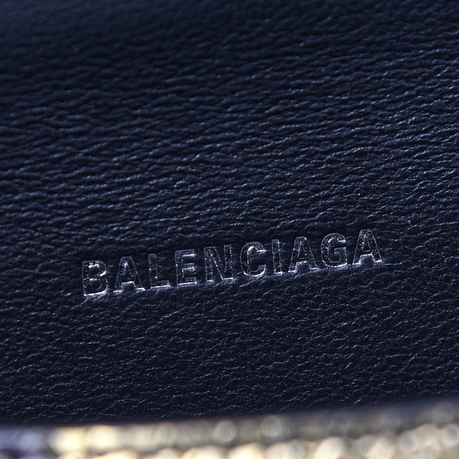 Balenciaga Shiny Calfskin Snakeskin Embossed Hourglass Top Handle Bag XS Gold Black 6 of 8