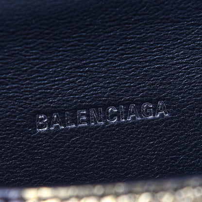Balenciaga Shiny Calfskin Snakeskin Embossed Hourglass Top Handle Bag XS Gold Black 6 of 8