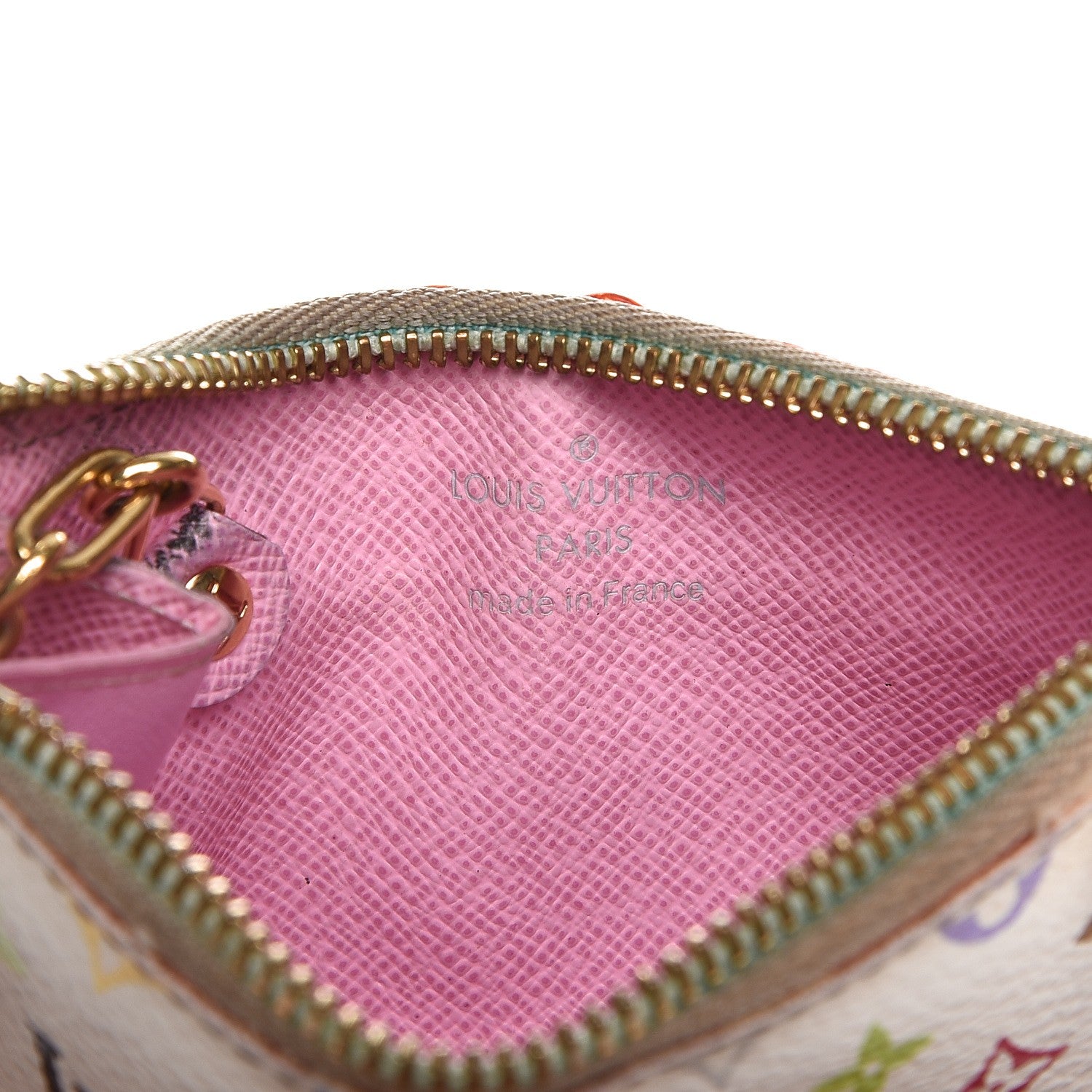 Louis Vuitton Monogram Multicolor Key Pouch White Litchi 6 of 12
