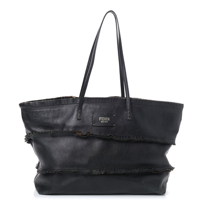 Fendi Calfskin Ruffle Roll Tote Black 1 of 7