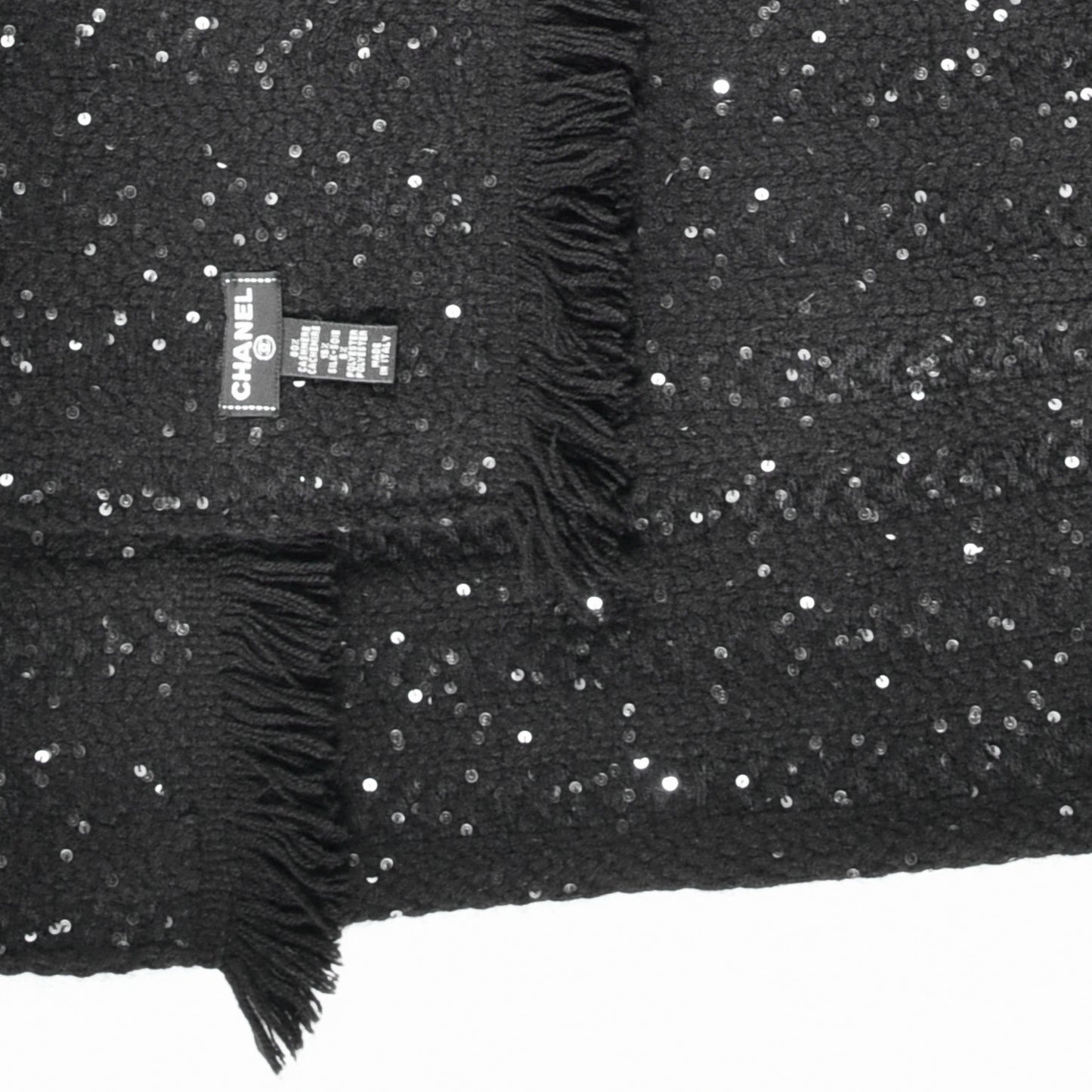 Cashmere Silk Sequin CC Scarf Black