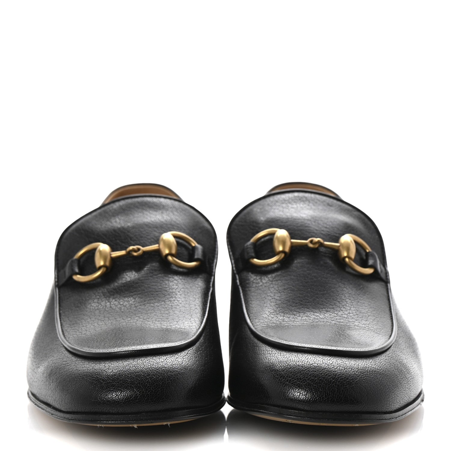 Gucci Goatskin Womens Horsebit Mid-Heel Loafers 39.5 Black 3 of 11