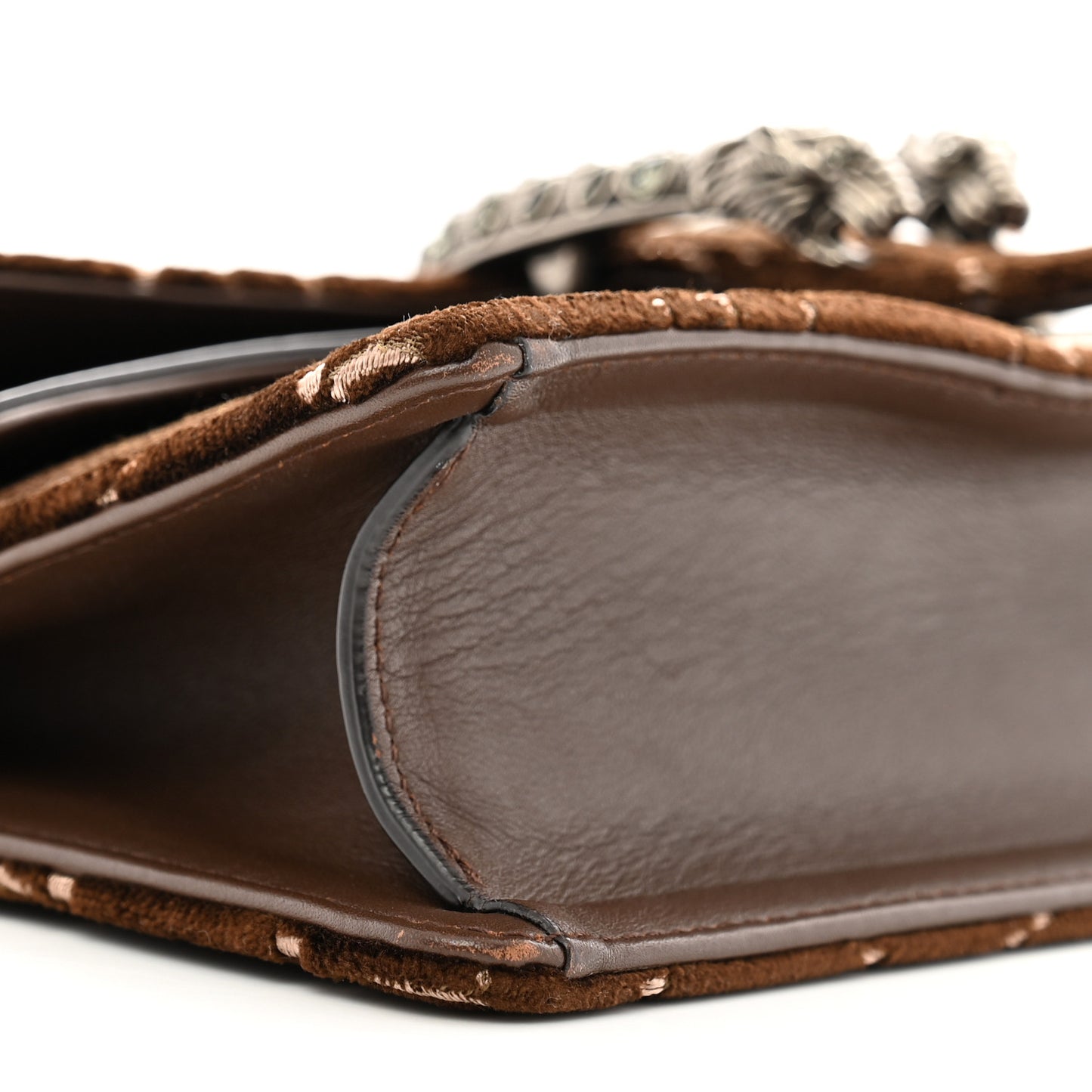 Velvet Moon Calfskin Crystal GG Monogram Small Dionysus Shoulder Bag Brown Vintage Cocoa Black Diamond