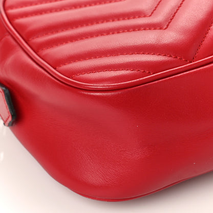 Gucci Calfskin Matelasse Small GG Marmont Chain Shoulder Bag Hibiscus Red 8 of 9