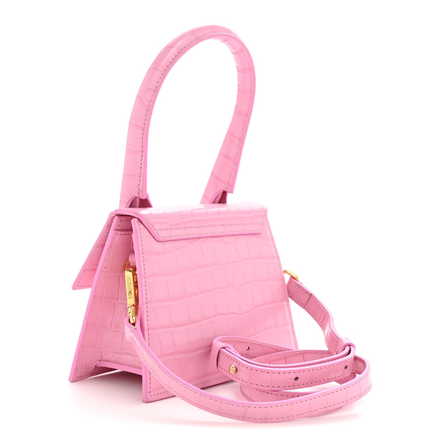 Jacquemus Calfskin Crocodile Embossed Le Chiquito Pink 3 of 9