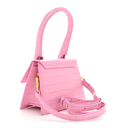 Jacquemus Calfskin Crocodile Embossed Le Chiquito Pink 3 of 9
