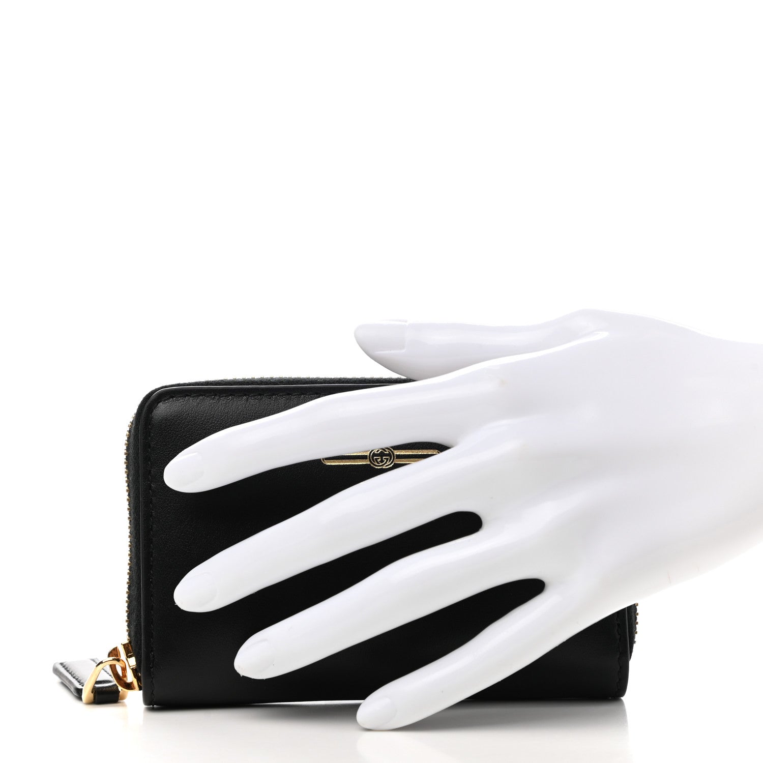Gucci Plutone Calfskin Logo Zip Around Card Case Black 2 of 9