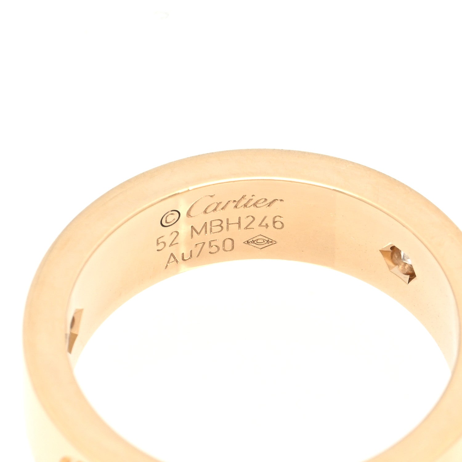 Cartier 18K Yellow Gold 3 Diamond 5.5mm LOVE Ring 52 6 4 of 4