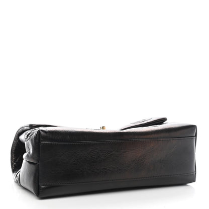 Chanel Aged Calfskin Embossed Camellia Flap Black 4 of 9