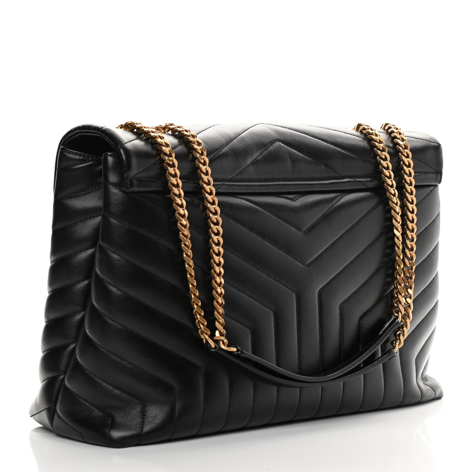 Saint Laurent Calfskin Y Quilted Monogram Large Loulou Chain Satchel Black 2 of 10