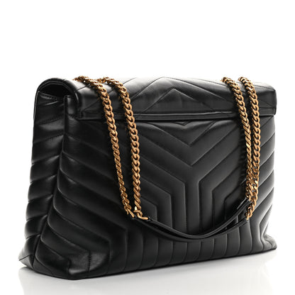 Saint Laurent Calfskin Y Quilted Monogram Large Loulou Chain Satchel Black 2 of 10