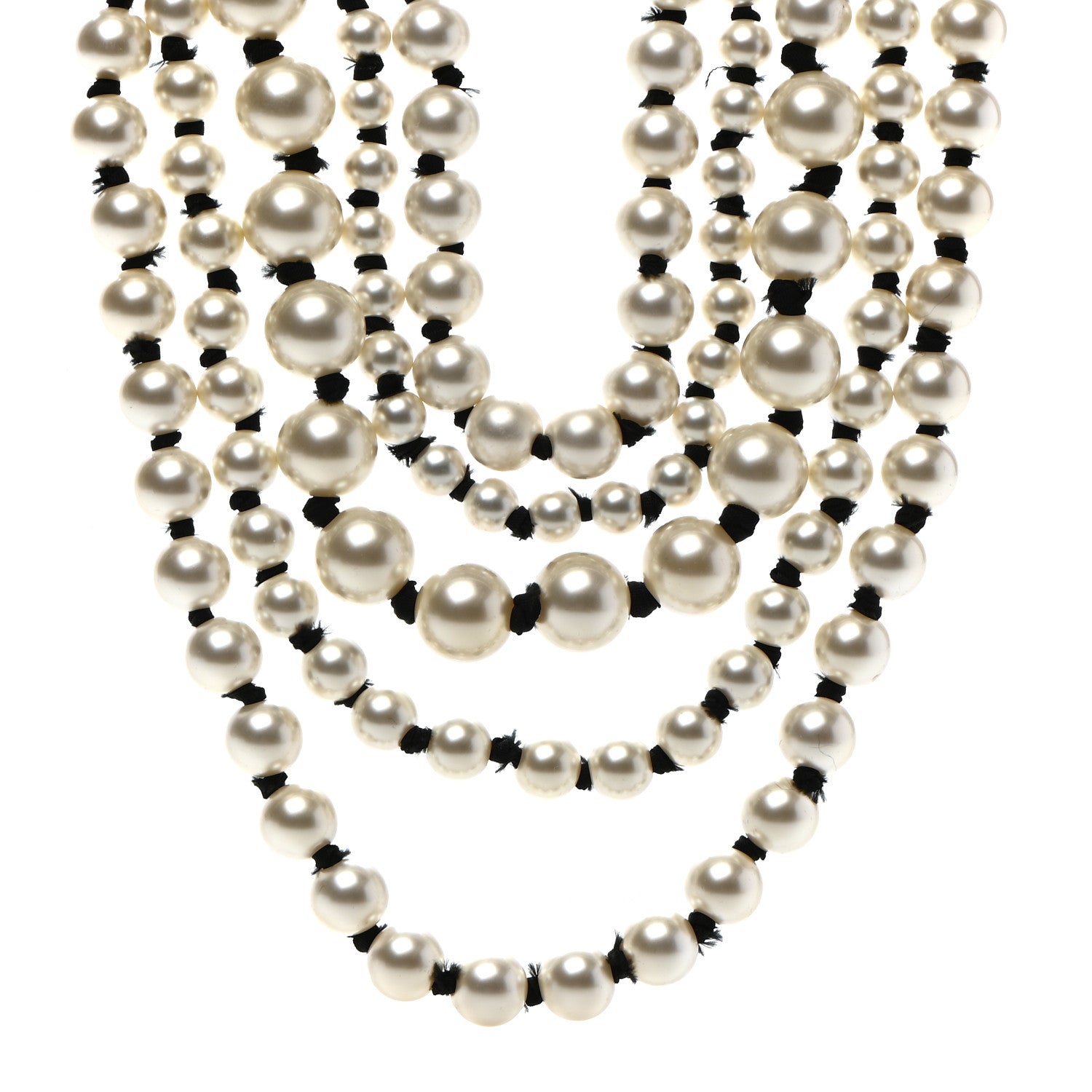 Chanel Pearl Multi Strand Long Necklace Gold 1 of 6