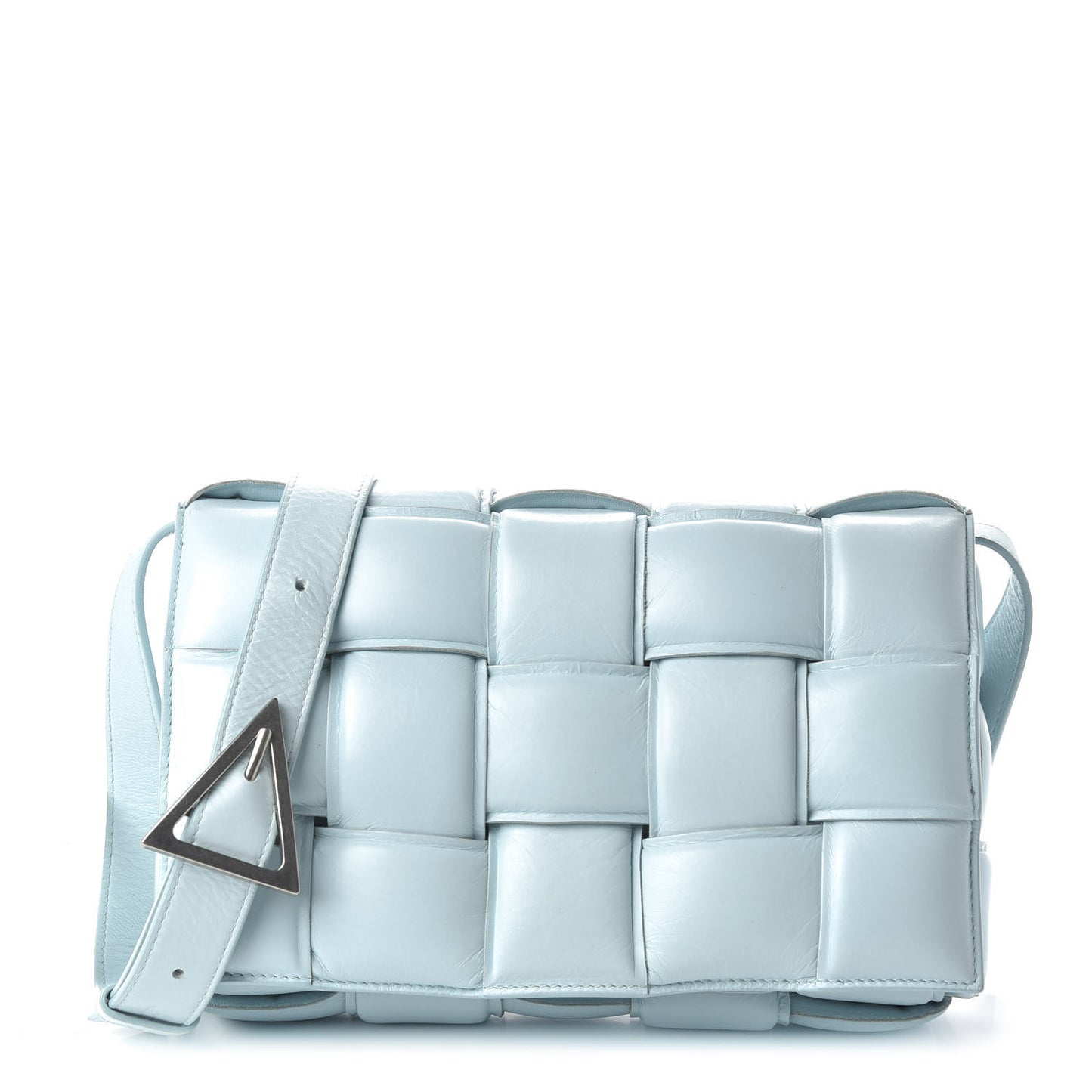 Paper Calfskin Maxi Intreccio Padded Cassette Crossbody Bag Ice