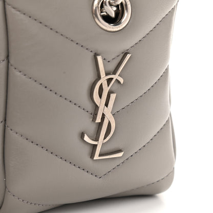 Saint Laurent Calfskin Y Quilted Monogram Small Loulou Bowling Bag Light Gray 10 of 14