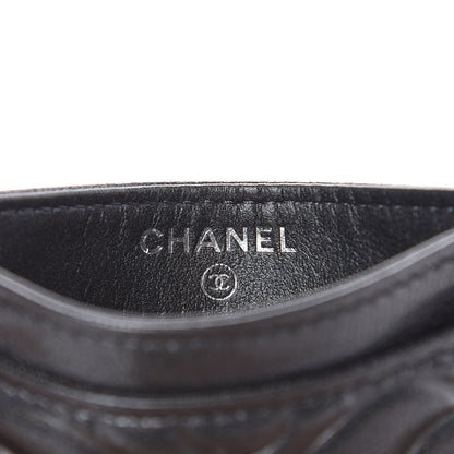 Chanel Goatskin Camellia Embossed Card Holder Wallet Grey 6 of 9