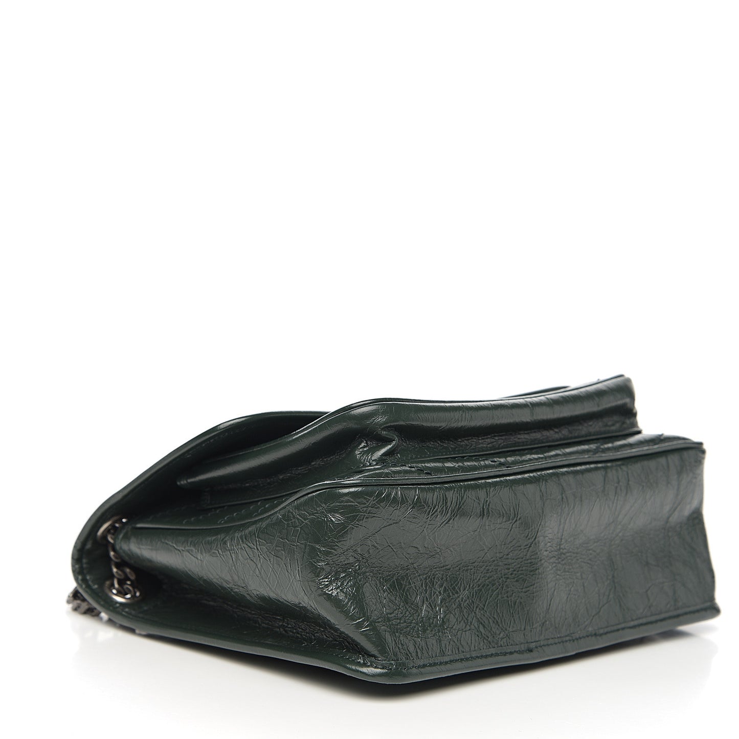 Crinkled Calfskin Matelasse Monogram Medium Niki Chain Satchel Military Olive