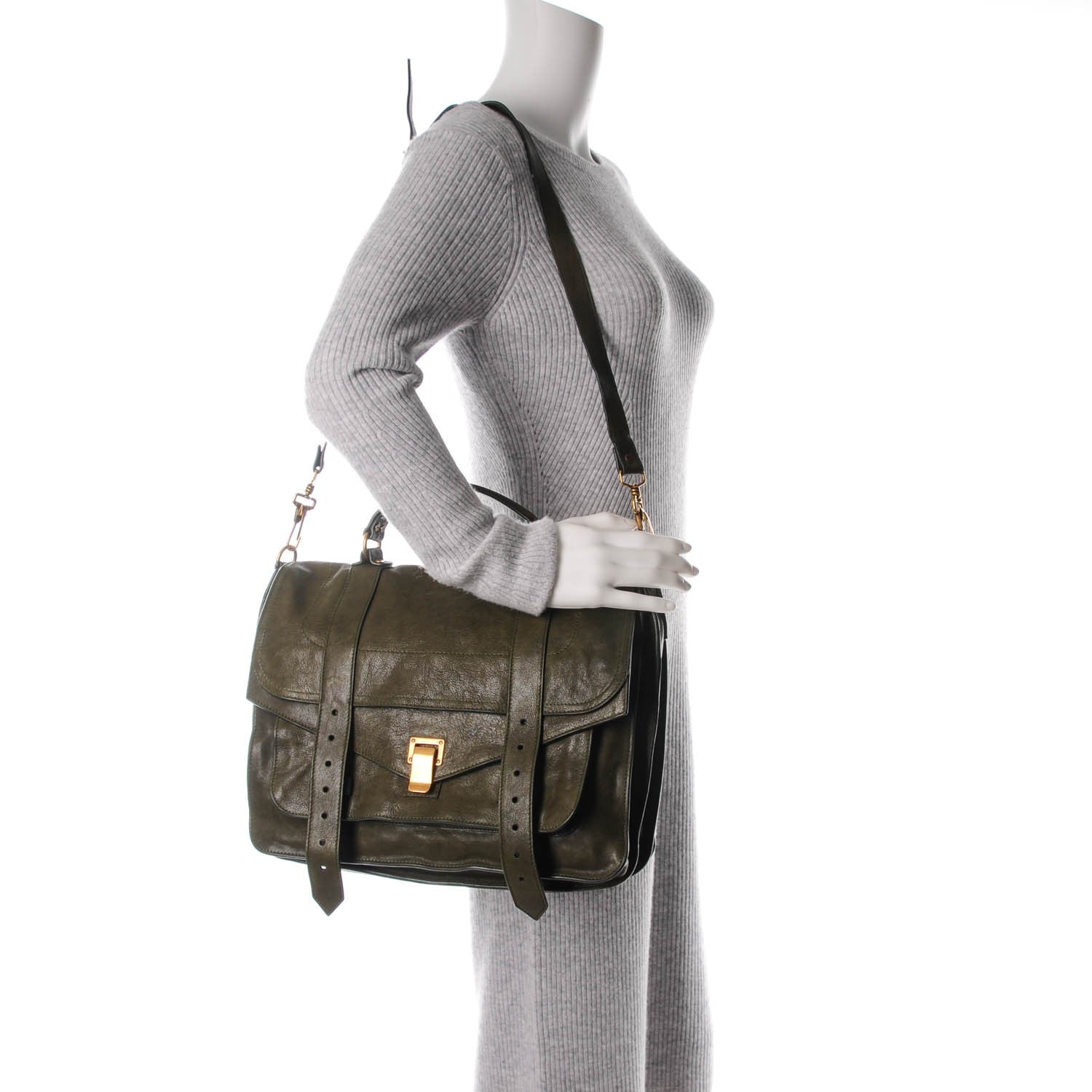 Proenza Schouler Lambskin Large PS Satchel Military 2 of 8