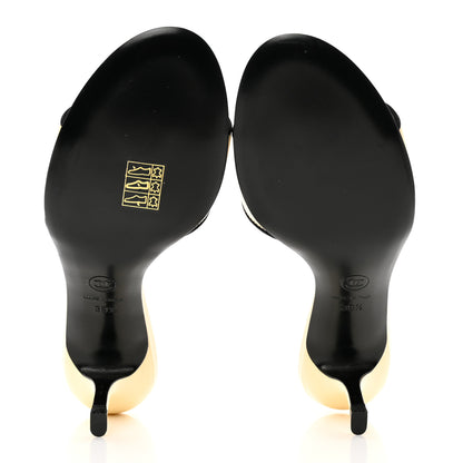 Chanel Lambskin Bow Mules 39.5 Beige Black 5 of 9
