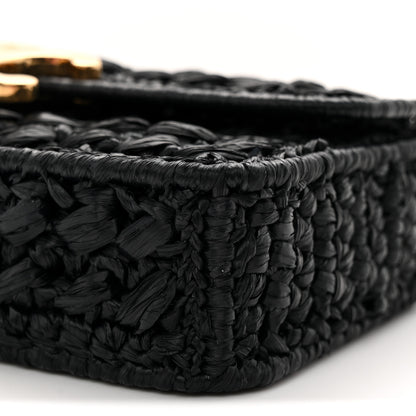 Celine Raffia Effect Claude Chain Shoulder Bag Black 10 of 10