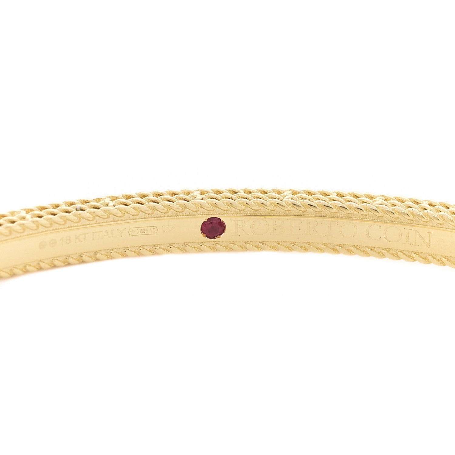 Roberto Coin 18K Yellow Gold Diamond Princess Satin Bangle Bracelet 3 of 4