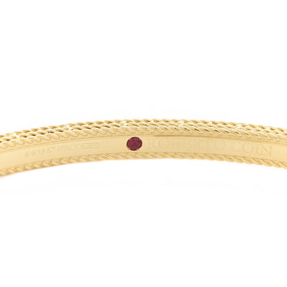 Roberto Coin 18K Yellow Gold Diamond Princess Satin Bangle Bracelet 3 of 4