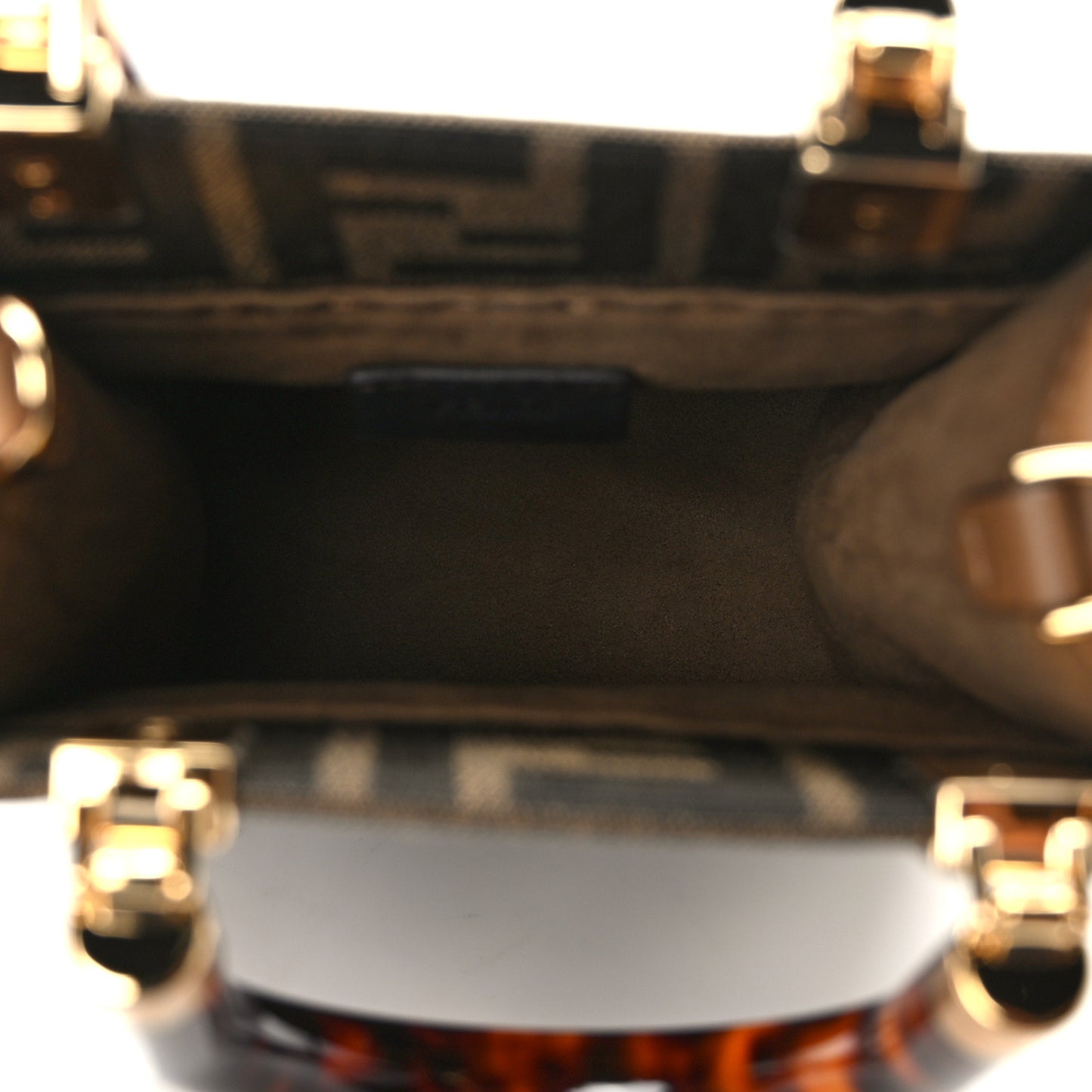 Fabric Jacquard Vitello King Plexiglass FF 1974 Mini Fendi Sunshine Shopper Tote Tobacco Moro Sand